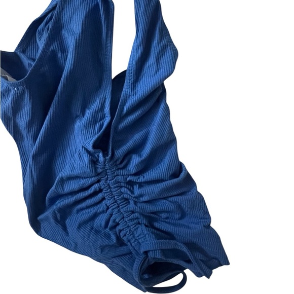 Superdown Blue Ribbed Side-Tie Crop Top – Size XXS - Picture 3 of 3